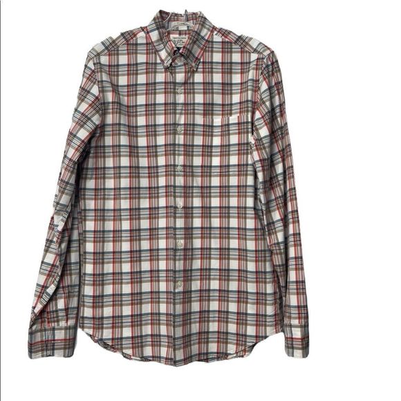 JCrew Secret Wash Cotton Plaid Poly Shirt - Picture 1 of 11